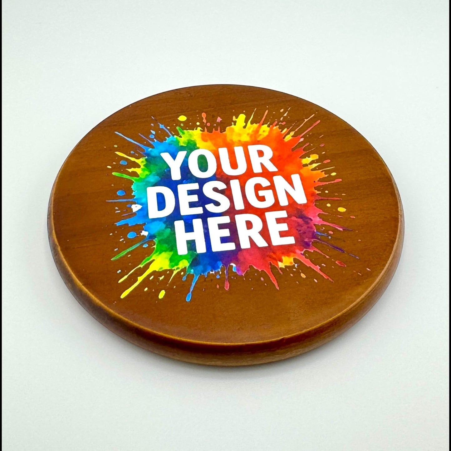 Custom Design Coasters – Message us your Your Logo, Text, or Image - Walnut Coaster