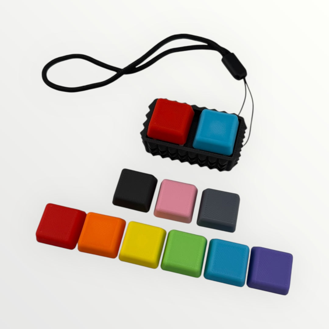 2 Key Spiky Mechanical Keyboard Fidget Clicker Toy Keychain