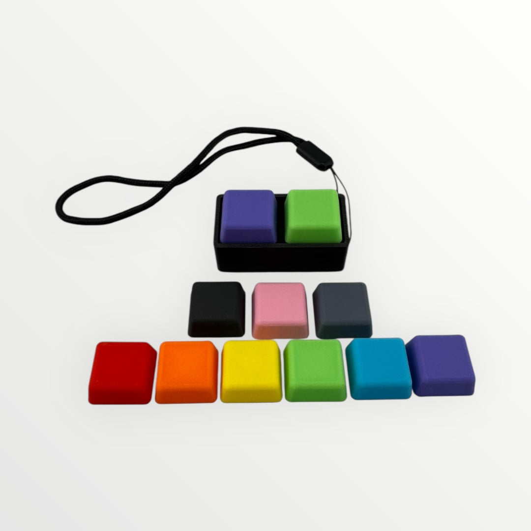 2 Key Mechanical Keyboard Fidget Clicker Toy Keychain
