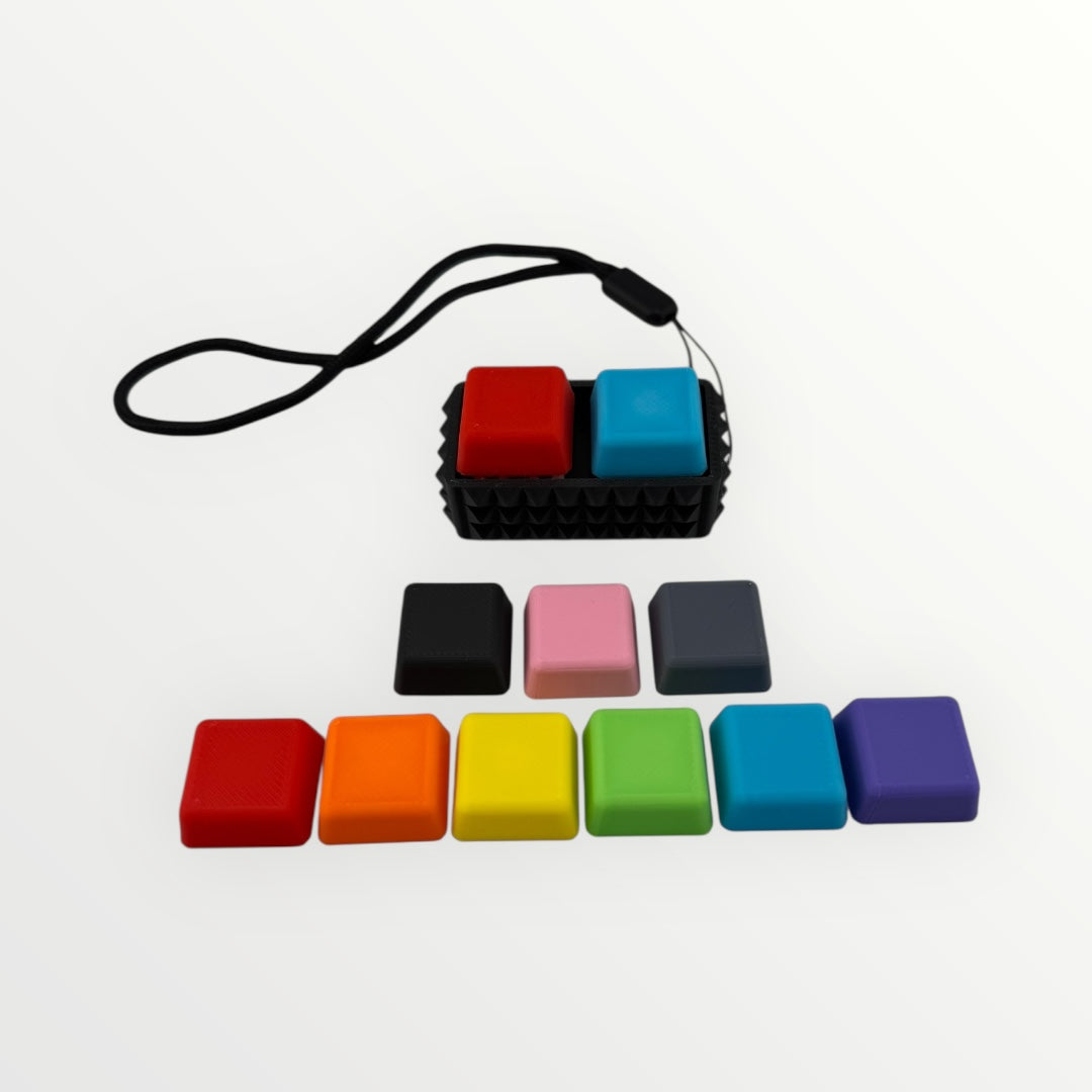 2 Key Spiky Mechanical Keyboard Fidget Clicker Toy Keychain