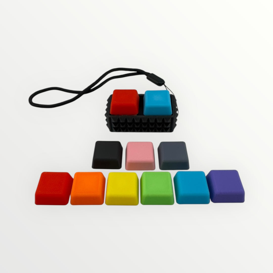 2 Key Spiky Mechanical Keyboard Fidget Clicker Toy Keychain