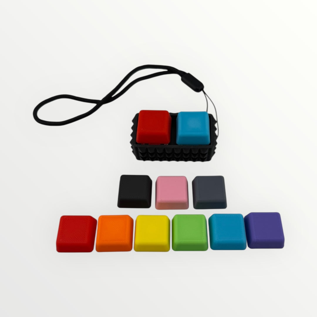 2 Key Spiky Mechanical Keyboard Fidget Clicker Toy Keychain