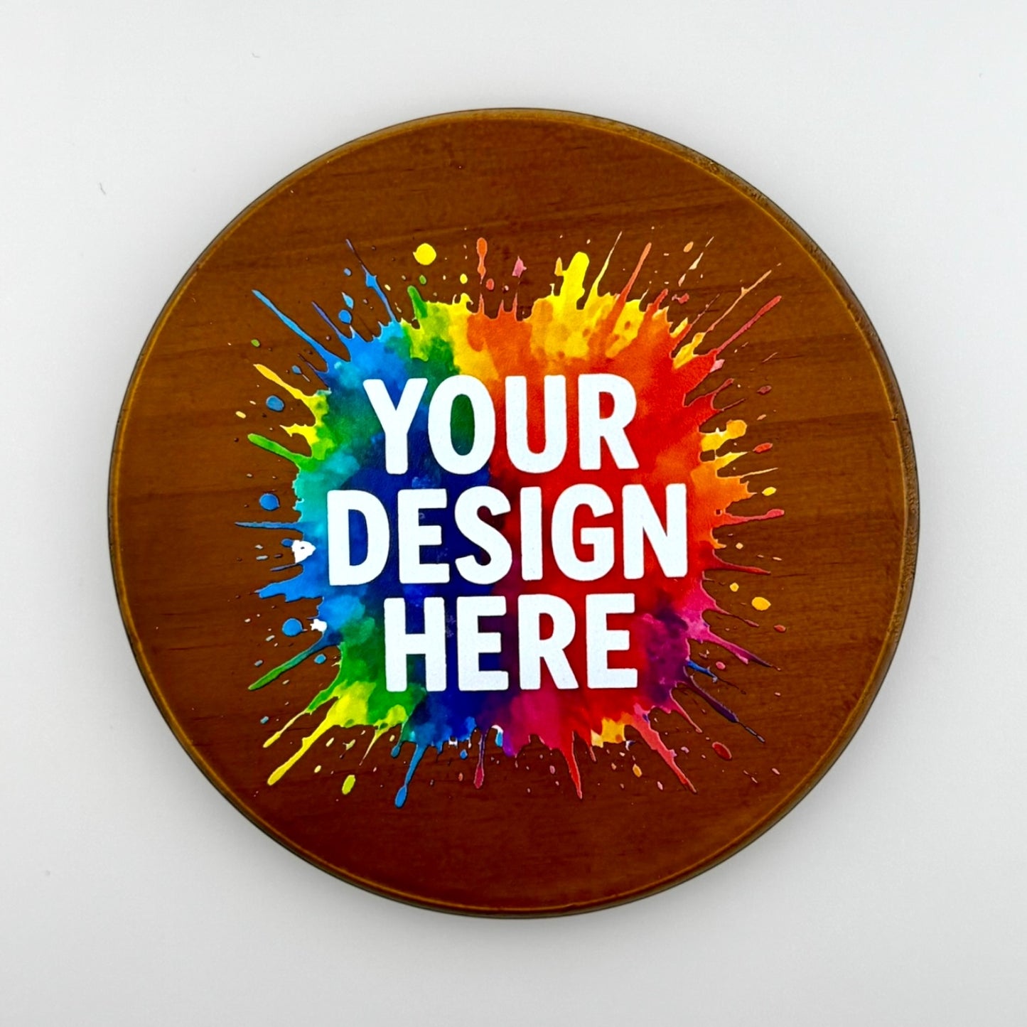 Custom Design Coasters – Message us your Your Logo, Text, or Image - Walnut Coaster