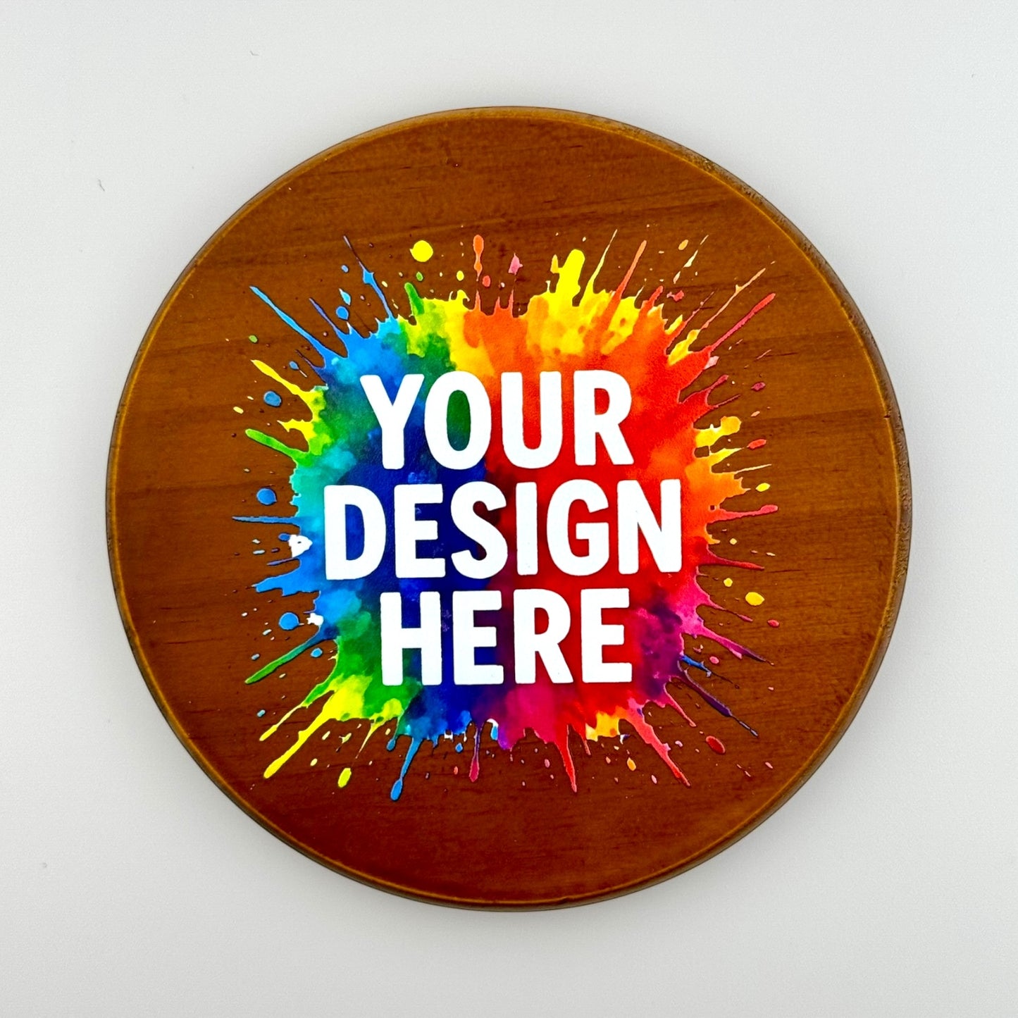 Custom Design Coasters – Message us your Your Logo, Text, or Image - Walnut Coaster