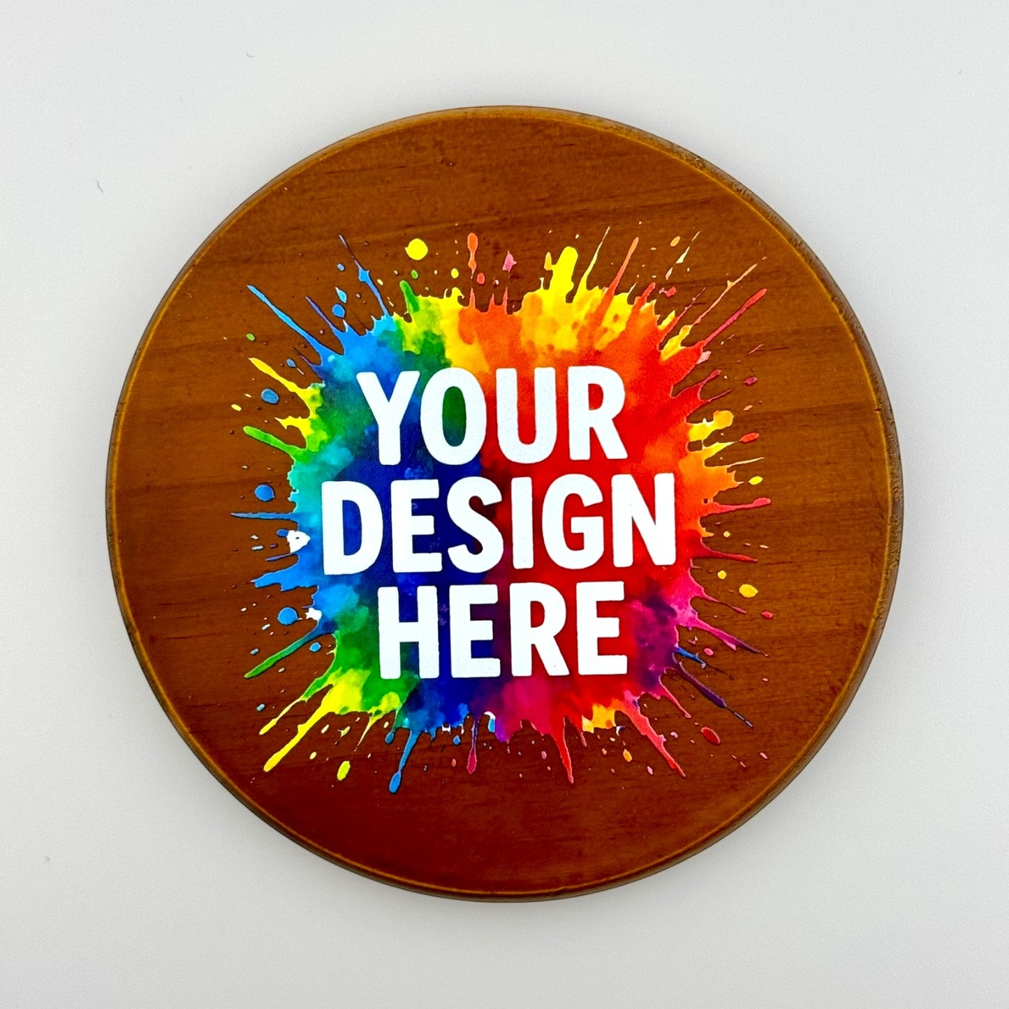 Custom Design Coasters – Message us your Your Logo, Text, or Image - Walnut Coaster