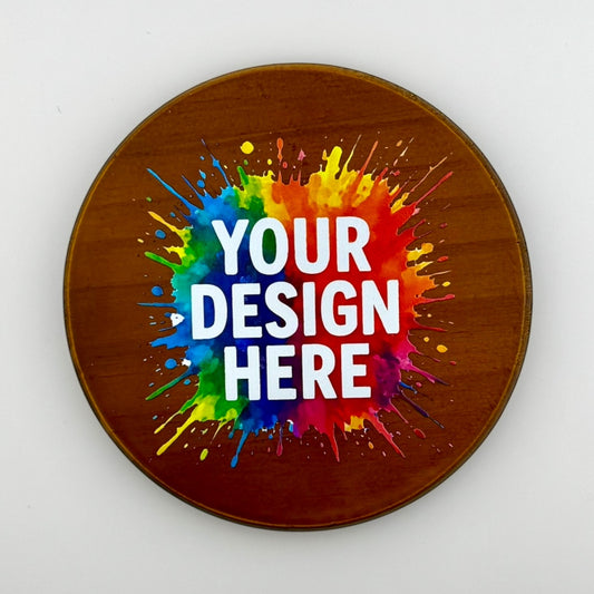 Custom Design Coasters – Message us your Your Logo, Text, or Image - Walnut Coaster