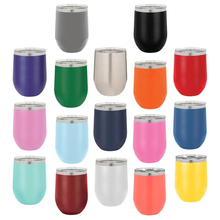 12 oz Insulated Stemless Wine Tumbler, add your logo or design! UV printed on