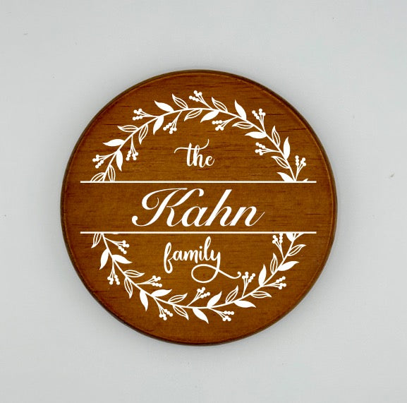 Floral Crest Family Name Coaster | Personalized Family Gift - Set of 4