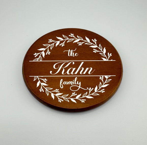 Floral Crest Family Name Coaster | Personalized Family Gift - Set of 4