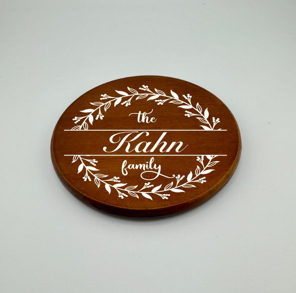 Floral Crest Family Name Coaster | Personalized Family Gift - Set of 4