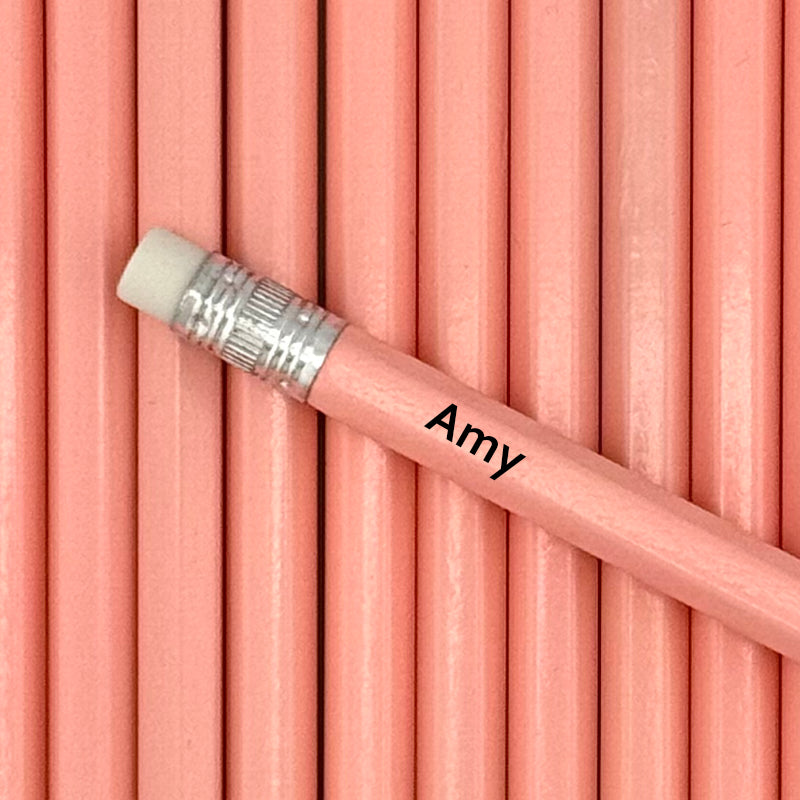 All Pastel Pink Personalized Pencils