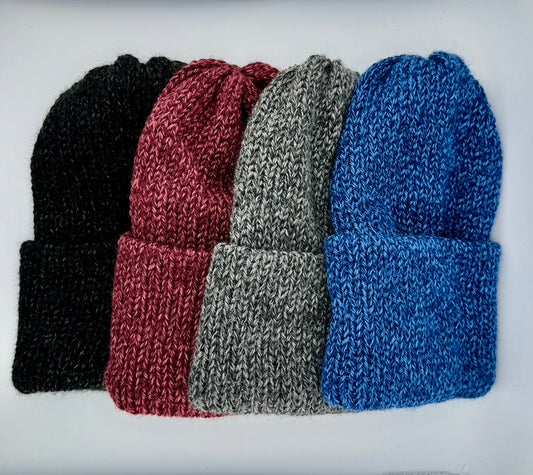 Ultra Soft Knitted Beanie w/ Foldable Brim, Handmade