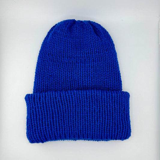 Knitted Foldable Brim Beanie , Handmade, Sensory Friendly