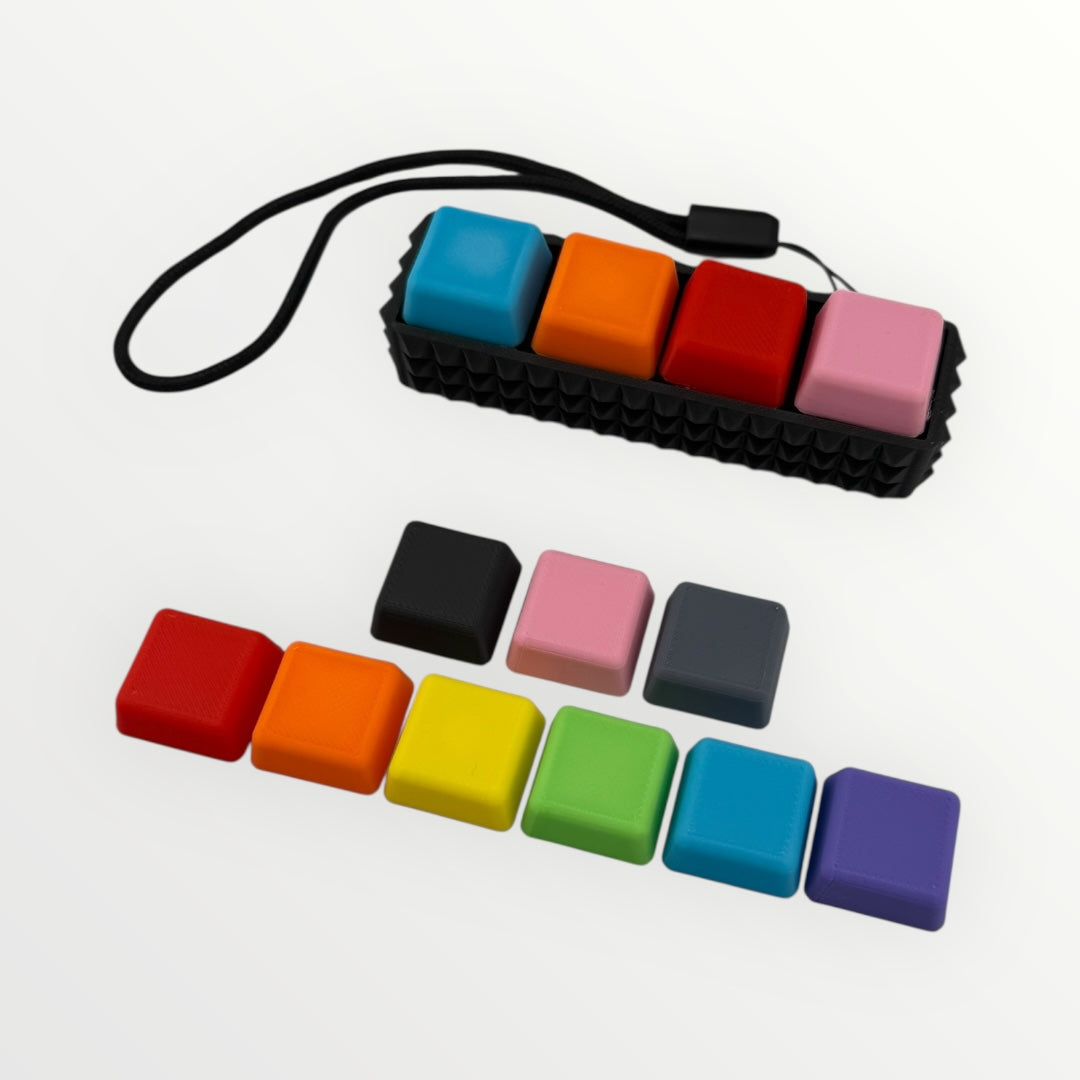 4 Key Spiky Mechanical Keyboard Fidget Clicker Toy Keychain