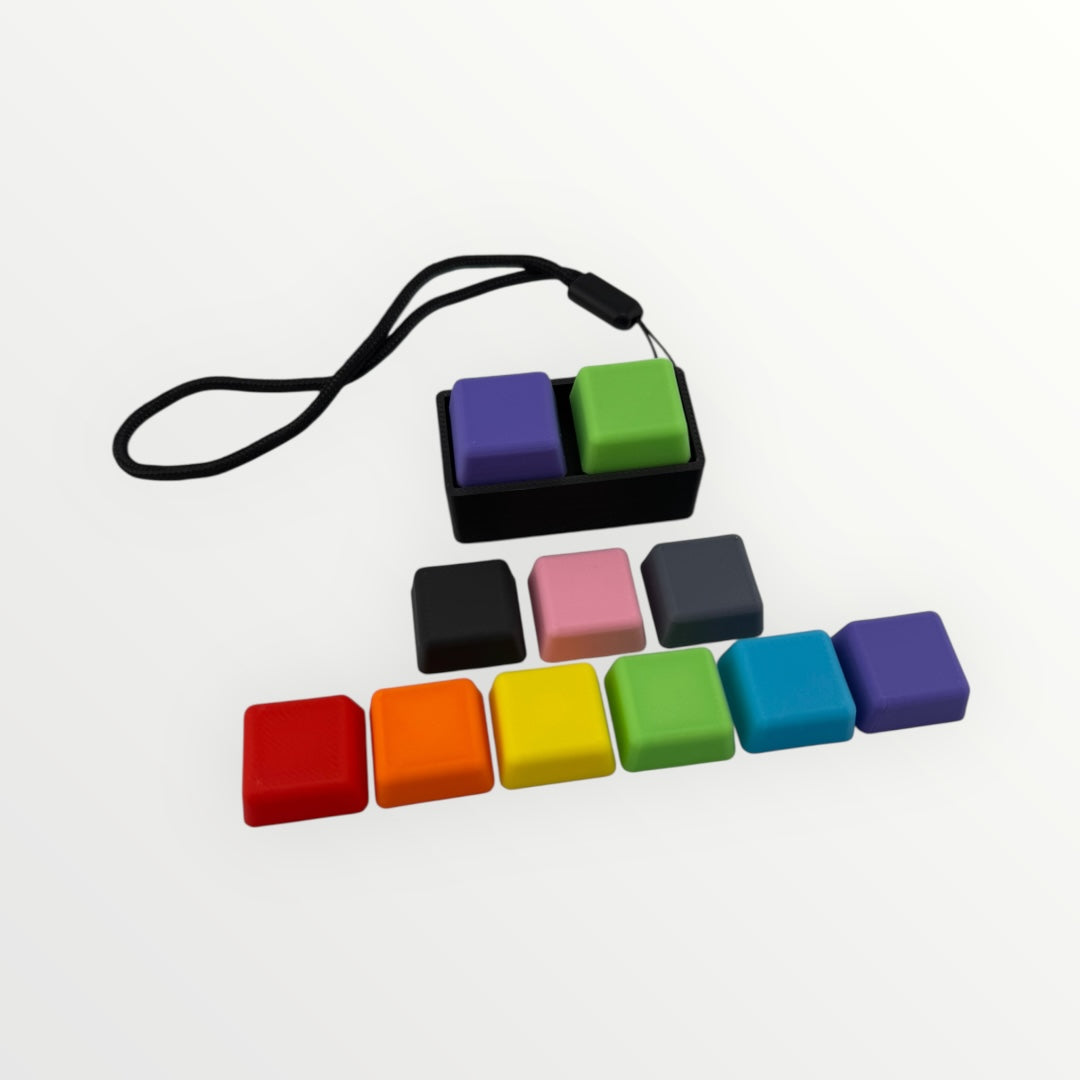 2 Key Mechanical Keyboard Fidget Clicker Toy Keychain