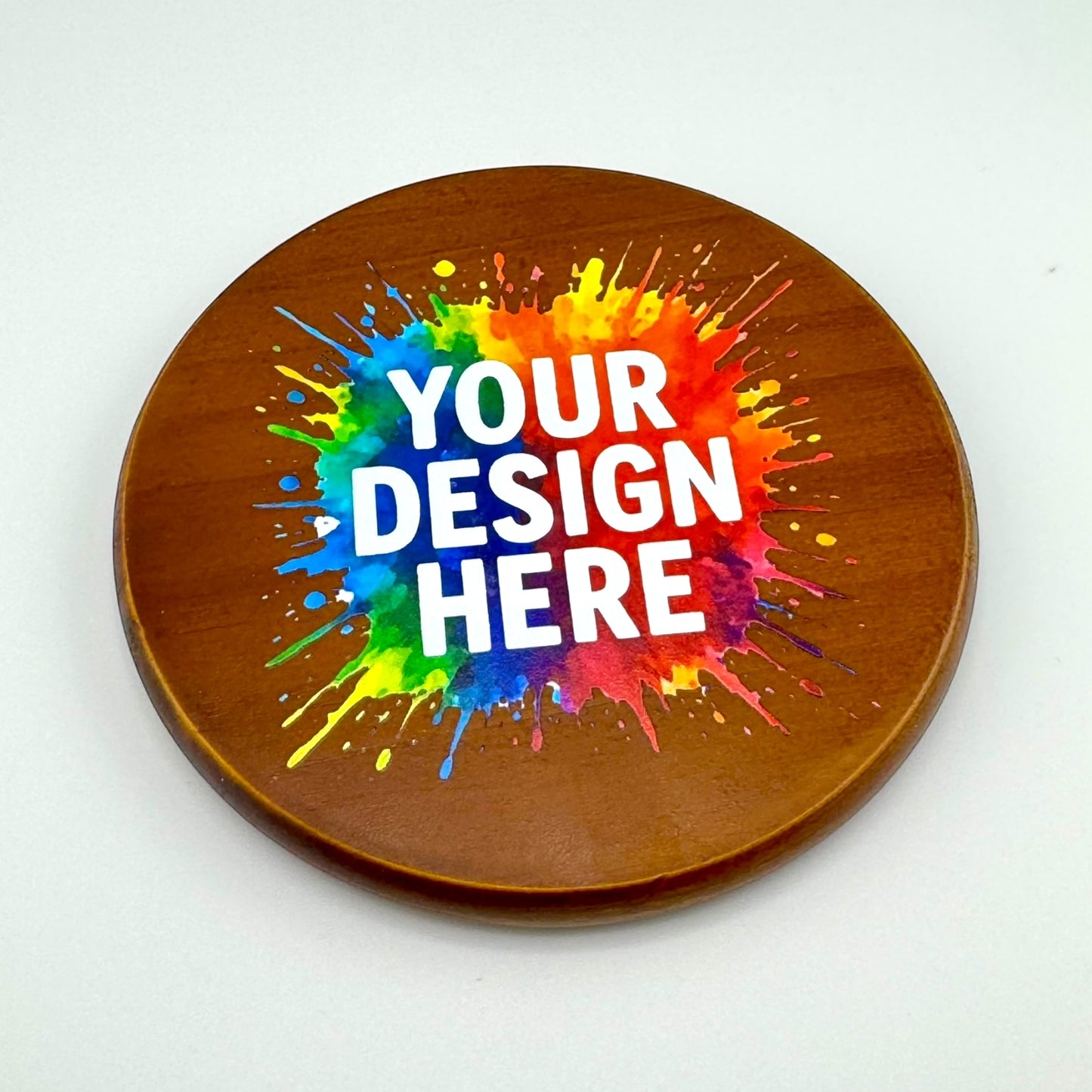 Custom Design Coasters – Message us your Your Logo, Text, or Image - Walnut Coaster