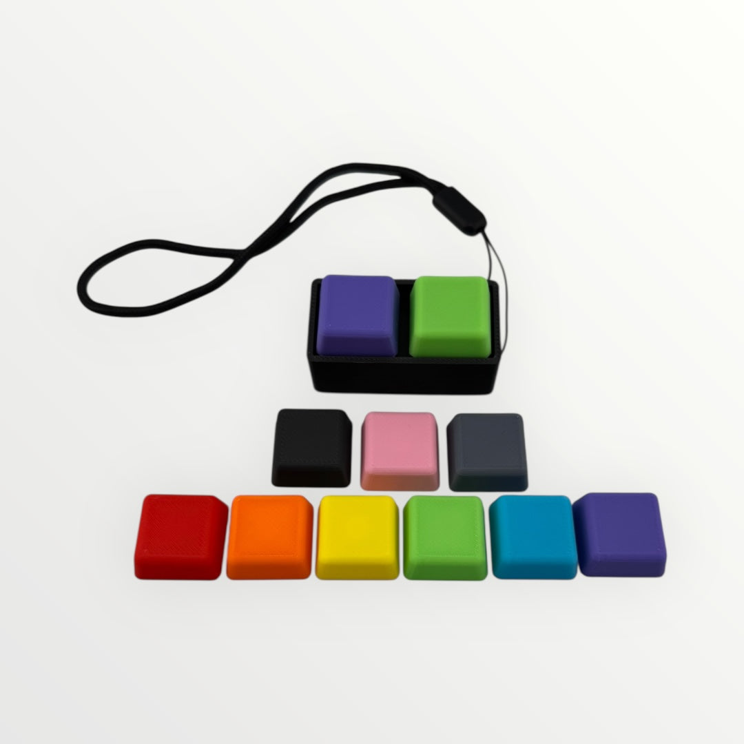 2 Key Mechanical Keyboard Fidget Clicker Toy Keychain