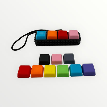 4 Key Spiky Mechanical Keyboard Fidget Clicker Toy Keychain