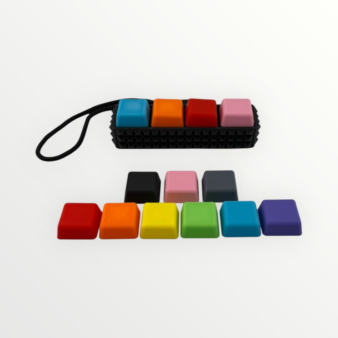 4 Key Spiky Mechanical Keyboard Fidget Clicker Toy Keychain