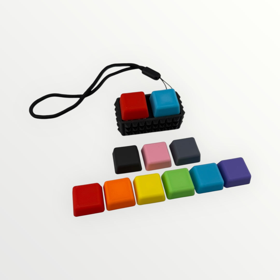 2 Key Spiky Mechanical Keyboard Fidget Clicker Toy Keychain