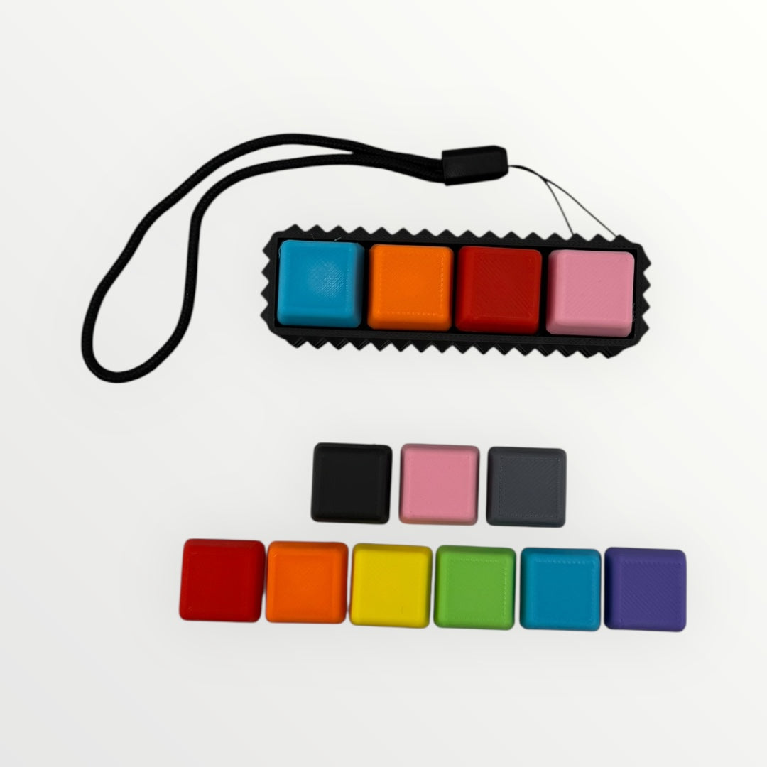 4 Key Spiky Mechanical Keyboard Fidget Clicker Toy Keychain