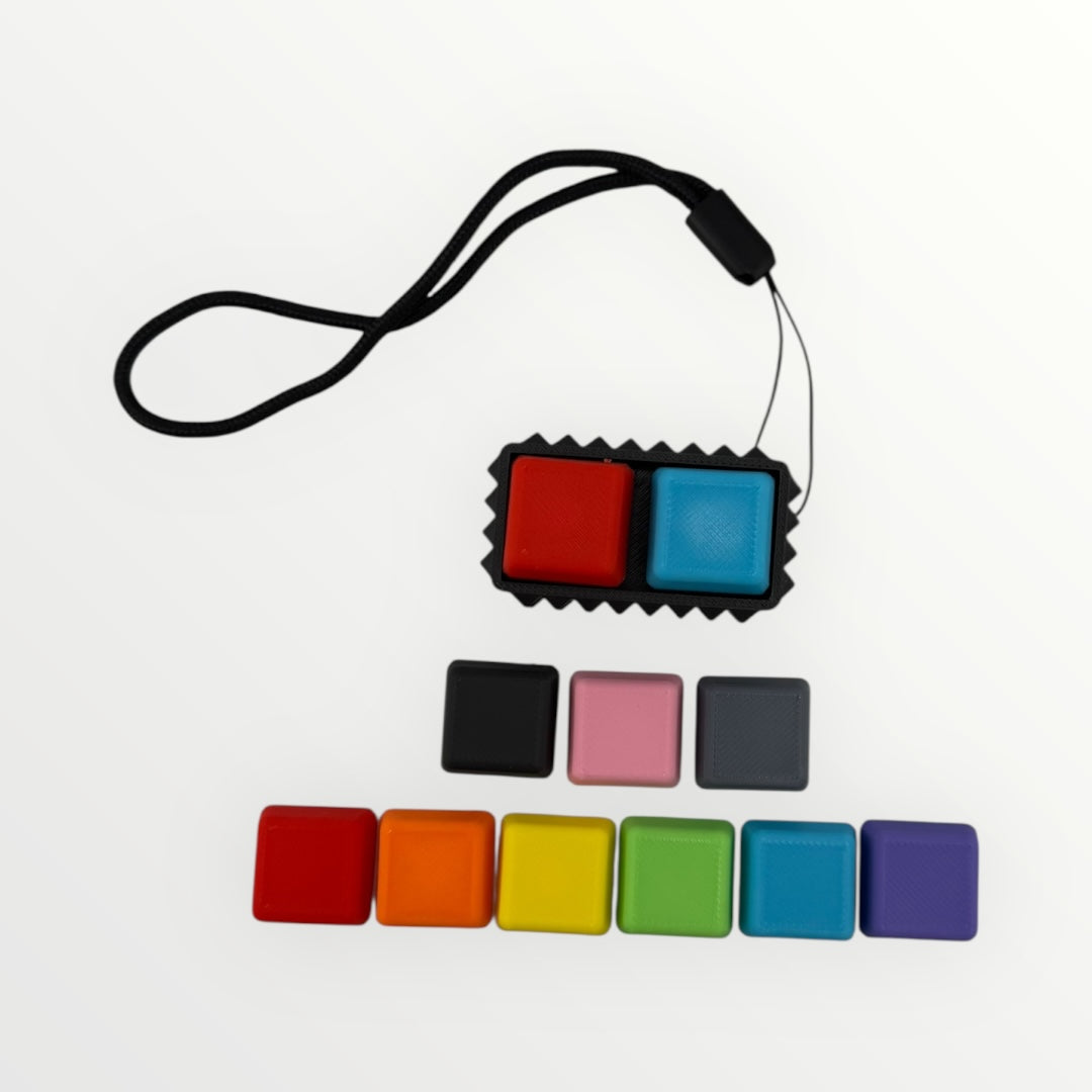 2 Key Spiky Mechanical Keyboard Fidget Clicker Toy Keychain