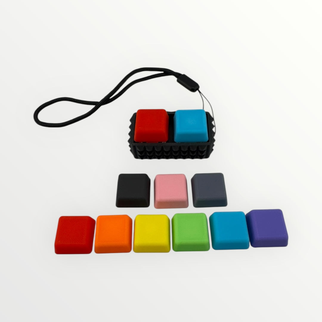 2 Key Spiky Mechanical Keyboard Fidget Clicker Toy Keychain