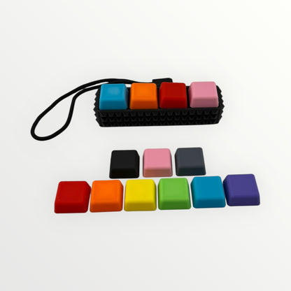 4 Key Spiky Mechanical Keyboard Fidget Clicker Toy Keychain