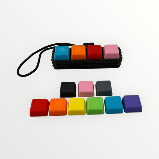 4 Key Spiky Mechanical Keyboard Fidget Clicker Toy Keychain