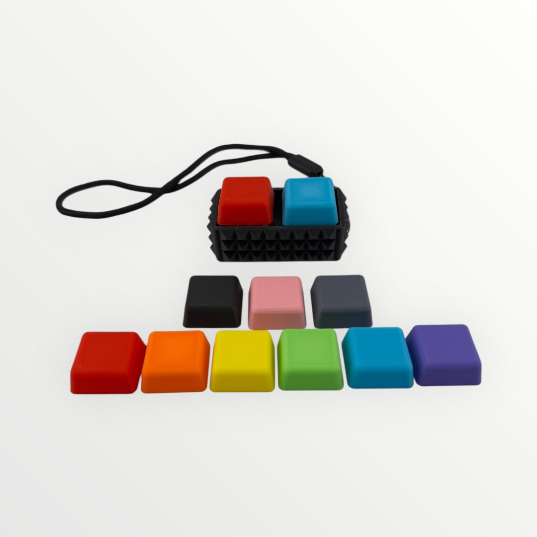 2 Key Spiky Mechanical Keyboard Fidget Clicker Toy Keychain