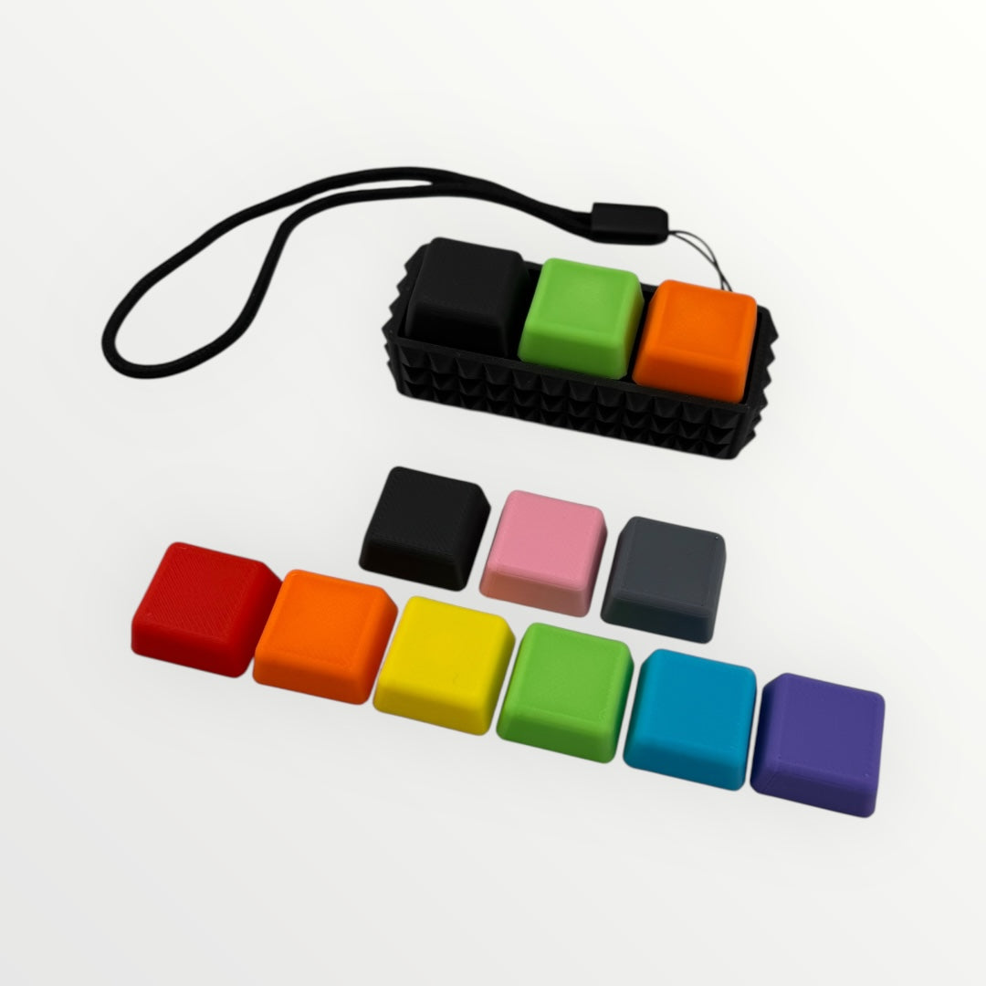3 Key Spiky Mechanical Keyboard Fidget Clicker Toy Keychain