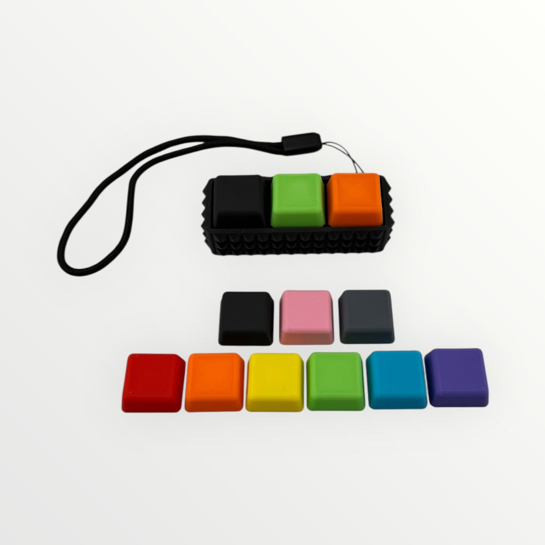 3 Key Spiky Mechanical Keyboard Fidget Clicker Toy Keychain