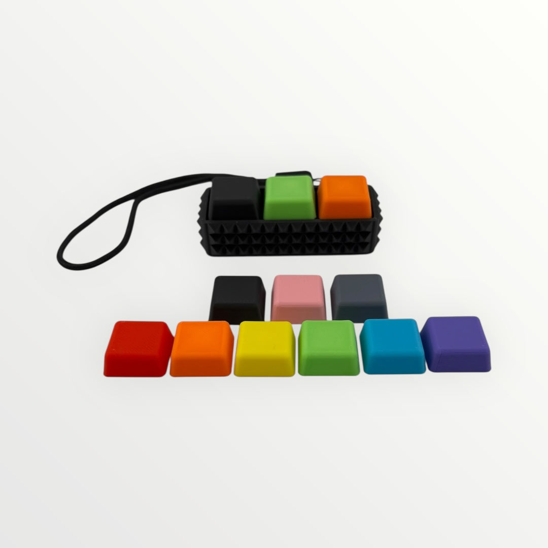 3 Key Spiky Mechanical Keyboard Fidget Clicker Toy Keychain
