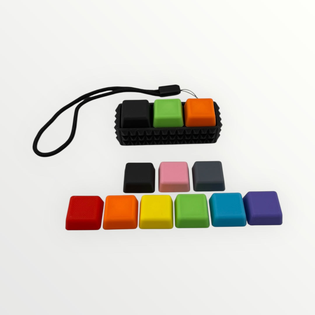 3 Key Spiky Mechanical Keyboard Fidget Clicker Toy Keychain