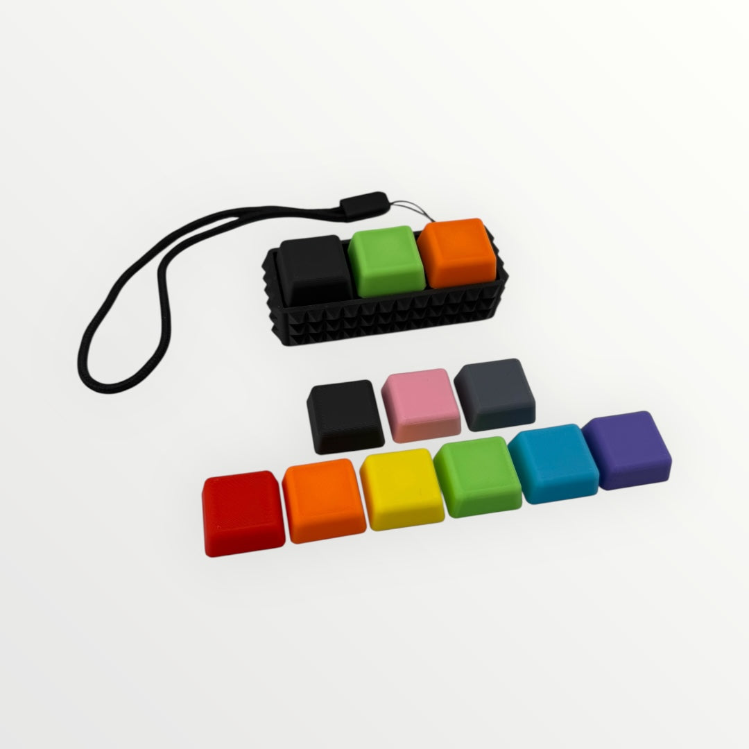 3 Key Spiky Mechanical Keyboard Fidget Clicker Toy Keychain