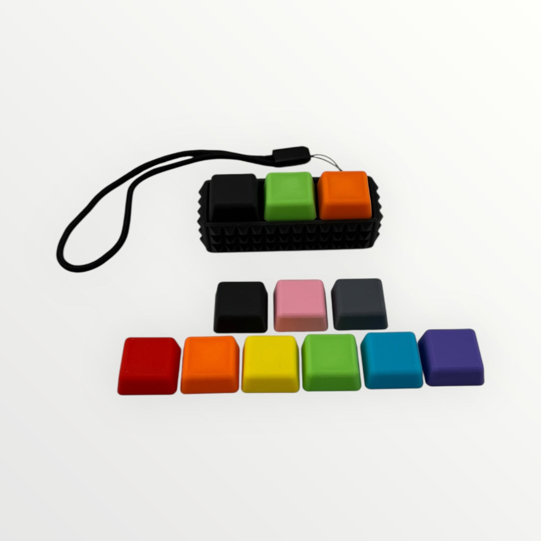 3 Key Spiky Mechanical Keyboard Fidget Clicker Toy Keychain