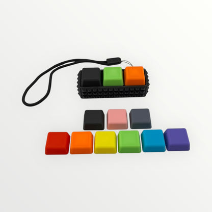 3 Key Spiky Mechanical Keyboard Fidget Clicker Toy Keychain