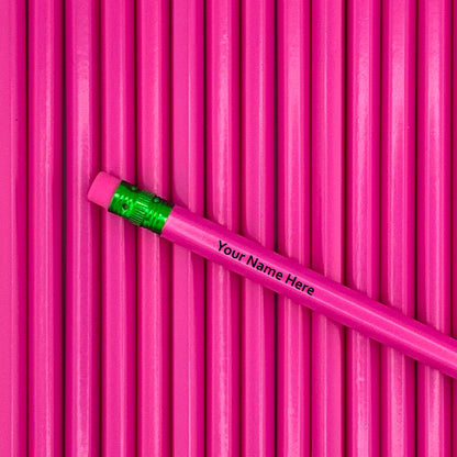 Pink Vibrant Personalized Pencils Pack