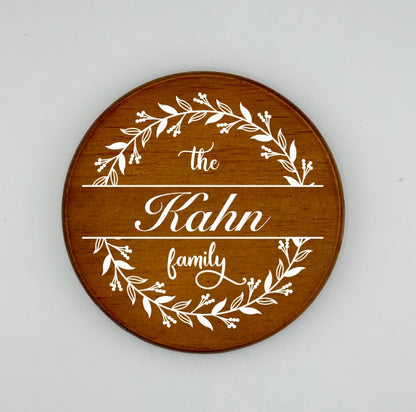Floral Crest Family Name Coaster | Personalized Family Gift - Set of 4