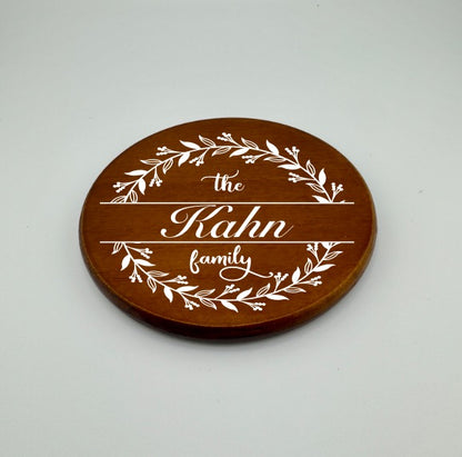 Floral Crest Family Name Coaster | Personalized Family Gift - Set of 4