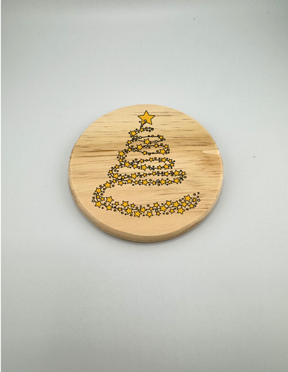 Star Tree Christmas Coaster | Home Family Gift - Set of 4